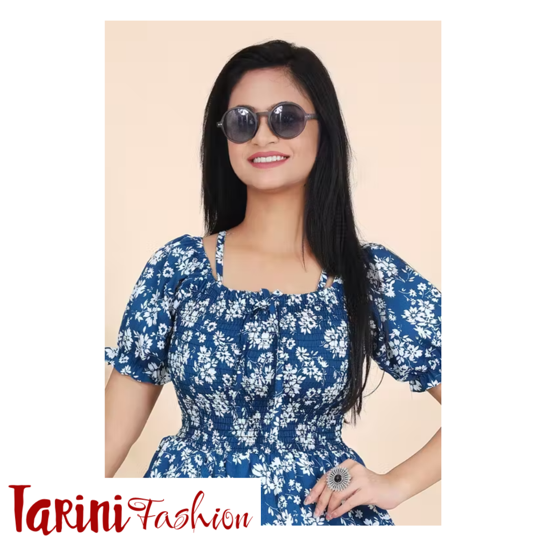 Women Fancy Floral Printed Cotton Blend Long Frock | Stylish Western Wear Dress for Girls & Women | Tarini Fashion