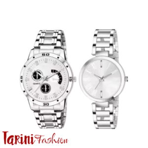 Silver Couple Watch Combo for Men & Women | Tarini Fashion